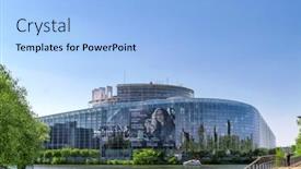  Presentation with building houses - PPT layouts with strasbourg-france-april-16-building background and a light blue colored foreground