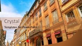  Presentation with street - Audience pleasing theme consisting of strasbourg grand rue street facades in alsace france backdrop and a gold colored foreground
