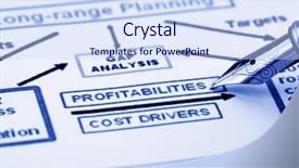  Presentation with pen - PPT theme featuring pen showing profitability on business background and a sky blue colored foreground