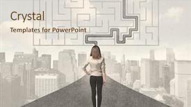  Presentation with strategic - Audience pleasing presentation consisting of strategic determination - business woman looking at road backdrop and a lemonade colored foreground