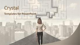  Presentation with strategic - Cool new slide set with strategic determination - business woman looking at road backdrop and a lemonade colored foreground