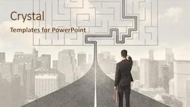  Presentation with maze - Cool new presentation theme with strategic determination - businessman looking at road backdrop and a lemonade colored foreground