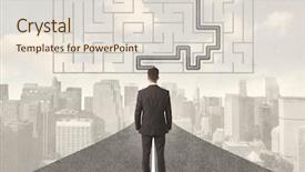  Presentation with strategic - Colorful presentation theme enhanced with strategic determination - businessman looking at road backdrop and a lemonade colored foreground