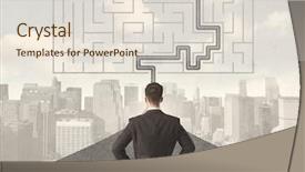  Presentation with maze - Presentation theme featuring strategic determination - businessman looking at road background and a  colored foreground