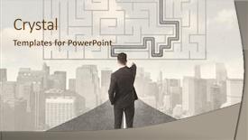  Presentation with maze - PPT theme having strategic determination - businessman looking at road background and a lemonade colored foreground