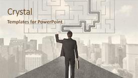  Presentation with maze - Colorful presentation design enhanced with strategic determination - businessman looking at road backdrop and a  colored foreground