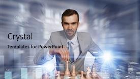  Presentation with strategy - Cool new slide deck with strategic determination - playing his business strategy mixed backdrop and a light blue colored foreground