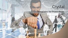  Presentation with strategy - Beautiful presentation design featuring strategic determination - playing his business strategy mixed backdrop and a light gray colored foreground