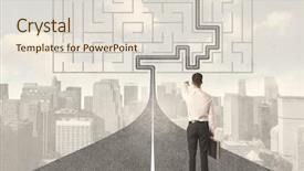  Presentation with maze - Amazing theme having strategic direction - businessman looking at road backdrop and a lemonade colored foreground