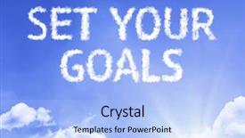  Presentation with set goals - Theme featuring strategic intent - set your goals cloud word background and a light blue colored foreground