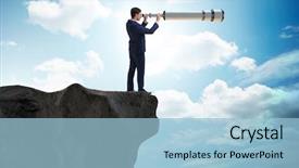  Presentation with financial planning - Cool new PPT theme with businessman in financial planning business concept backdrop and a light blue colored foreground