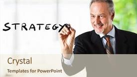  Presentation with strategy plan - PPT theme with business strategic plan - businessman writing the word strategy background and a white colored foreground