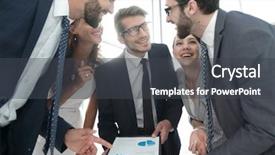  Presentation with financial - Presentation theme featuring manager shows the business team background and a  colored foreground