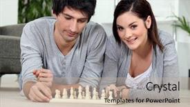  Presentation with strategic plan - Colorful slide set enhanced with strategic plan free - attractive couple playing chess backdrop and a  colored foreground