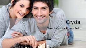  Presentation with chess - PPT layouts consisting of strategic plan free - attractive couple playing chess background and a light gray colored foreground