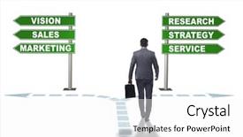  Presentation with crossroads - Cool new presentation theme with strategic road - businessman standing at crossroads backdrop and a white colored foreground