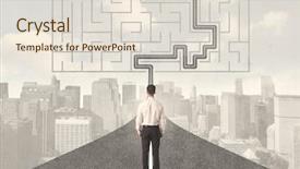  Presentation with maze - Theme consisting of strategic thinking - businessman looking at road background and a lemonade colored foreground