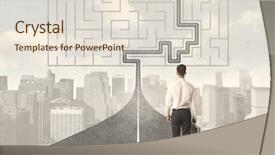  Presentation with maze - Presentation design with strategic thinking - businessman looking at road background and a lemonade colored foreground