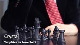 Presentation with strategic - Audience pleasing theme consisting of strategic thinking - businessman playing chess game backdrop and a wine colored foreground