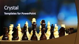  Presentation with strategic - Presentation having strategic thinking - chess pieces on board background and a navy blue colored foreground