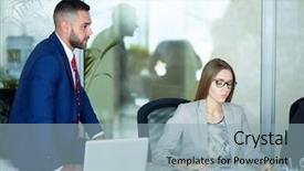  Presentation with strategies - Theme enhanced with strategies at morning brief meeting background and a light blue colored foreground