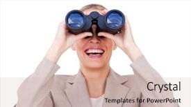  Presentation with team success for future - Presentation theme consisting of strategist - joyful businesswoman predicting future success background and a soft green colored foreground