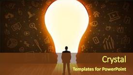  Presentation with bulb - PPT theme with strategy - business man looking at bright background and a tawny brown colored foreground