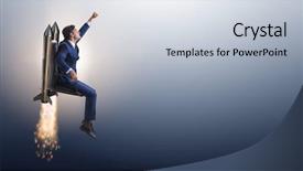  Presentation with promotion - PPT theme featuring strategy - businessman in promotion business concept background and a light gray colored foreground