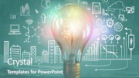  Presentation with glowing light bulb light bulb - Slide set enhanced with strategy - glass glowing light bulb background and a seafoam green colored foreground