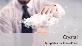  Presentation with wooden building blocks - Slide set consisting of strategy - young handsome businessman using wooden background and a light gray colored foreground