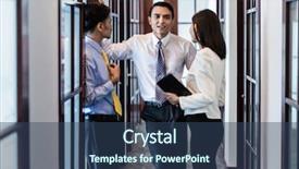  Presentation with men and women working in harmony - Presentation design consisting of strategy asia - indonesian co-workers men and woman background and a ocean colored foreground