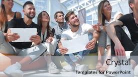  Presentation with new ideas - Theme with strategy diagram - start-up a group of young background and a light blue colored foreground