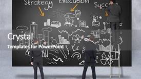  Presentation with black business - Presentation theme consisting of strategy execution - business team writing against composite background and a gray colored foreground