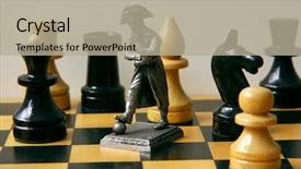  Presentation with war history napoleon - Amazing PPT theme having strategy execution - chess and napoleon backdrop and a mint green colored foreground