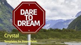  Presentation with dream - Beautiful presentation design featuring strategy execution - dare to dream written backdrop and a tawny brown colored foreground