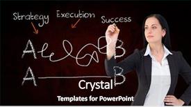  Presentation with equation - Slide set with strategy execution - digital composite of businesswoman writing background and a black colored foreground