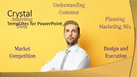  Presentation with strategies - Slides having strategy execution - scheme of marketing strategies background and a yellow colored foreground