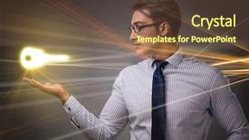  Presentation with success - Audience pleasing slides consisting of strategy house win goals - concept with key to success backdrop and a  colored foreground