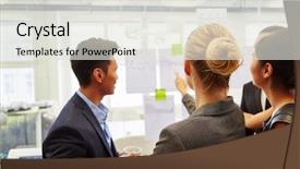  Presentation with team planning - Audience pleasing theme consisting of strategy planning workshop for better backdrop and a sky blue colored foreground