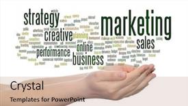  Presentation with marketing strategy - Audience pleasing theme consisting of strategy promotion branding value performance backdrop and a  colored foreground