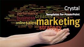  Presentation with marketing strategy - PPT theme having strategy promotion branding value performance background and a  colored foreground
