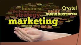  Presentation with marketing strategy - Presentation theme enhanced with strategy promotion branding value performance background and a  colored foreground