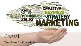  Presentation with marketing strategy - PPT theme featuring strategy promotion branding value performance background and a  colored foreground