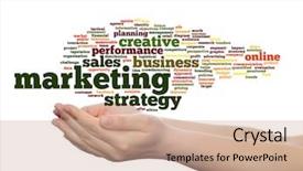  Presentation with marketing strategy - Audience pleasing slides consisting of strategy promotion branding value performance backdrop and a coral colored foreground