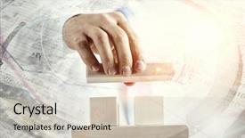  Presentation with elegant business social media - Presentation theme having structure pyramid - he is building his business background and a soft green colored foreground