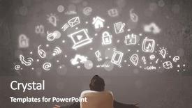  Presentation with social - Amazing PPT layouts having strategy social - business man looking at modern backdrop and a gray colored foreground