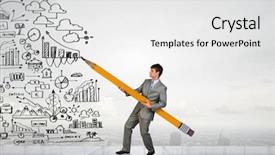  Presentation with strategy plan - PPT theme featuring strategy success with huge pencil background and a white colored foreground