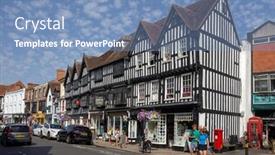  Presentation with tudor - Beautiful presentation theme featuring stratford-upon-avon-england-august backdrop and a teal colored foreground