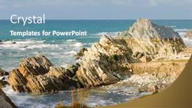 Presentation with coastal - Beautiful PPT theme featuring stratified-coastal-rock-formations backdrop and a teal colored foreground