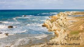  Presentation with new zealand - Colorful theme enhanced with stratified-coastal-rock-formations backdrop and a coral colored foreground